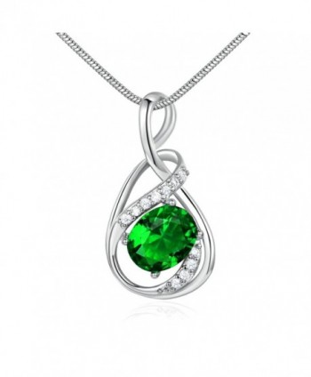 GUICX Silver Tone/Yellow Gold Tone Emerald Color CZ Cubic Zirconia Charm Necklaces Pendant - CZ11ZS2OPV7