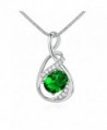 GUICX Silver Tone/Yellow Gold Tone Emerald Color CZ Cubic Zirconia Charm Necklaces Pendant - CZ11ZS2OPV7