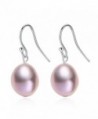 Sterling Silver Large Baroque Freshwater Cultured Pearl Hook Dangle Drop Earrings - Purple 10.5-11.5mm - CB182LLC5XR