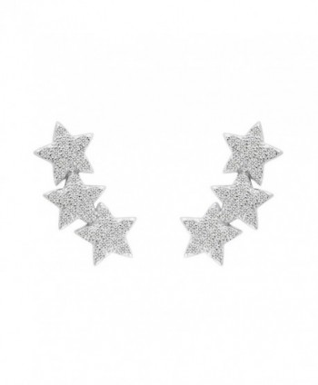 EVER FAITH 925 Sterling Silver Cubic Zirconia Shooting Stars Design Ear Cuff Stud Earrings Clear 1 Pair - CC129RLEZMD