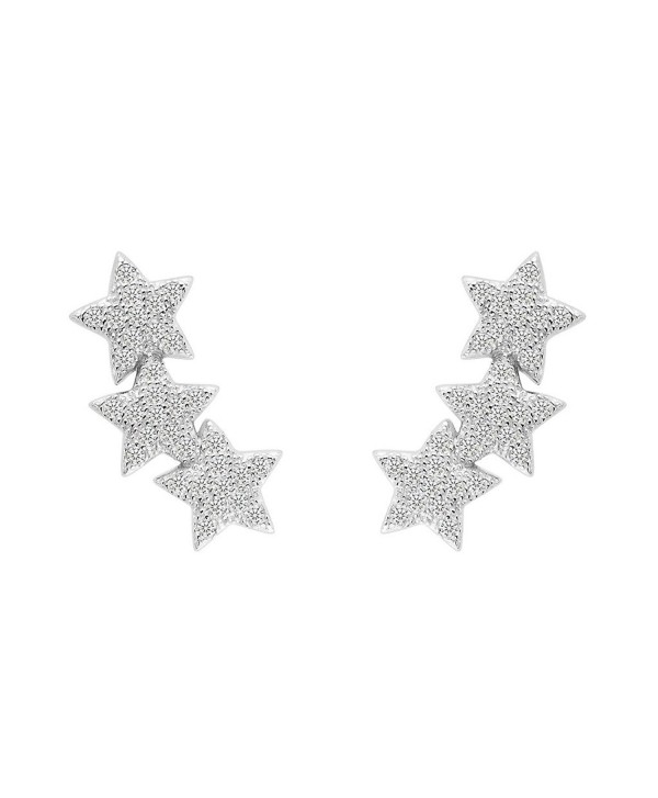 EVER FAITH 925 Sterling Silver Cubic Zirconia Shooting Stars Design Ear Cuff Stud Earrings Clear 1 Pair - CC129RLEZMD