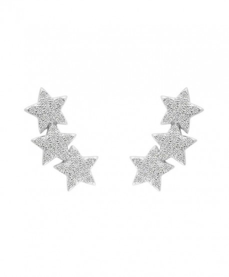 EVER FAITH 925 Sterling Silver Cubic Zirconia Shooting Stars Design Ear Cuff Stud Earrings Clear 1 Pair - CC129RLEZMD