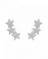 EVER FAITH 925 Sterling Silver Cubic Zirconia Shooting Stars Design Ear Cuff Stud Earrings Clear 1 Pair - CC129RLEZMD