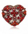 Akianna Antique Gold-tone Swarovski Element Red Crystals Valentine Heart Pin Brooch - CY120A87NX9