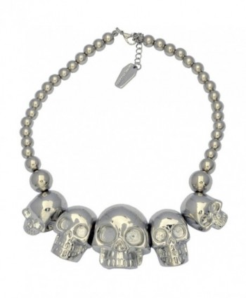 Kreepsville 666 Skull Collection Necklace Metallic Silver - CD123FJ5XD3