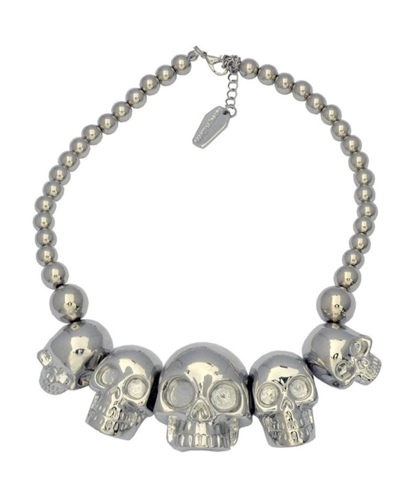 Kreepsville 666 Skull Collection Necklace Metallic Silver - CD123FJ5XD3