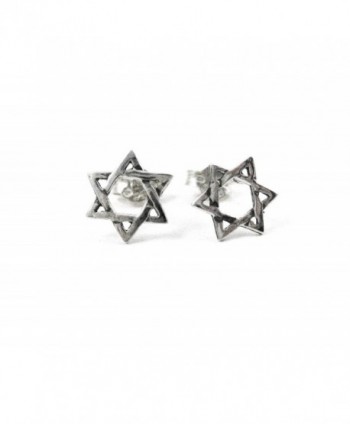 Sterling Silver Star of David Stud Post Earrings - CZ113T5KYKB