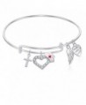 NURSE Expandable Wire Bangle Bracelet with Cross Charm and Angel Wing Charm Silver Finish GIFT BOXED - CI12O8BO6AL