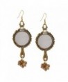 Zephyrr Fashion Oxidized Silver Ethnic Dangler Hook Earrings with Mirrors - Golden - CV17Z6ONWSK