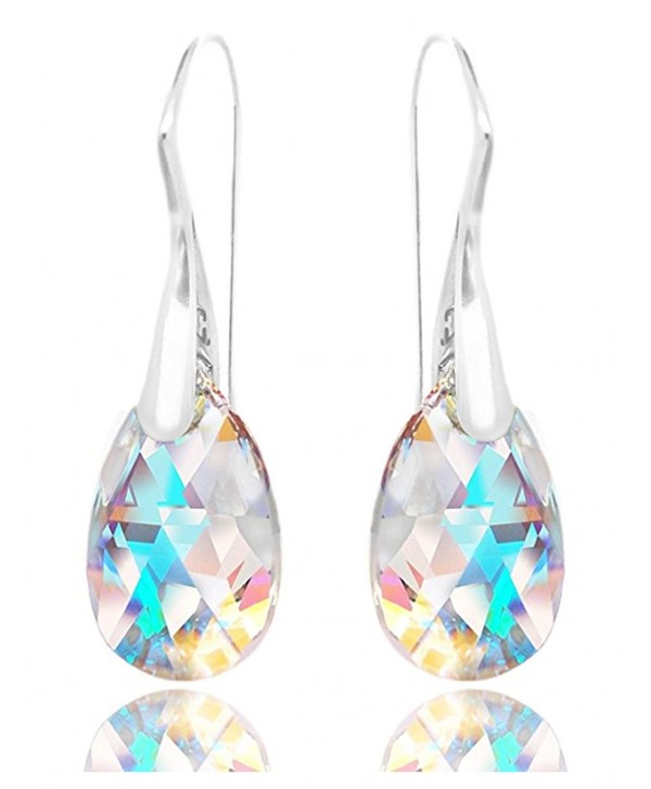 Royal Crystals Sterling Silver Made with Swarovski Crystals Blue Aurora Borealis Drop Dangle Hook Earrings - C111CZ5GU27 Royal Crystals Sterling Silver Made with Swarovski Crystals Blue Aurora Borealis Drop Dangle Hook Earrings - C111CZ5GU27