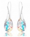 Royal Crystals Sterling Silver Made with Swarovski Crystals Blue Aurora Borealis Drop Dangle Hook Earrings - C111CZ5GU27