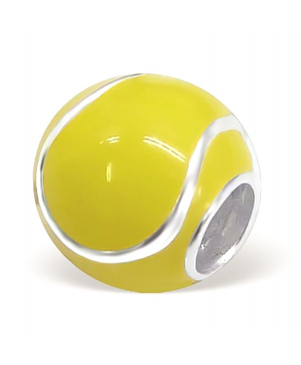 Tennis Ball Charm Bead 925 Sterling Silver Compatible with all European Charm Bracelets - CN1103GJBCL