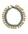 81stgeneration Women's Brass Gold Tone Simulated Turquoise Bead Ankle Anklet Bracelet- 25 cm - CX1141I01G7