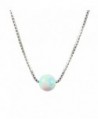 White Opal Ball Sterling Silver Necklace Little Opal Bead Necklace Dot Necklace - C1128Y48IZ9