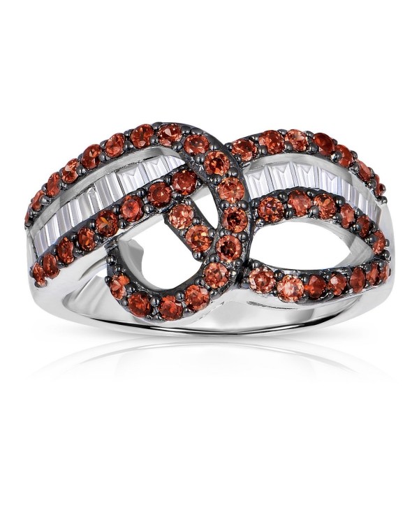 Sterling Silver Infinity Curved Ring with Brown Chocolate and White Cubic Zirconia - CN11M2Q4BAB