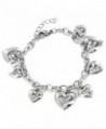 Women's Stainless Steel Polished Heart Charm Dangle Bracelet - 6.5" - C1110MCY103