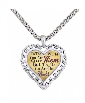 Mom You Are The World To Us Silver Chain Necklace Heart Jewelry Mother - CI12BP2M1KF
