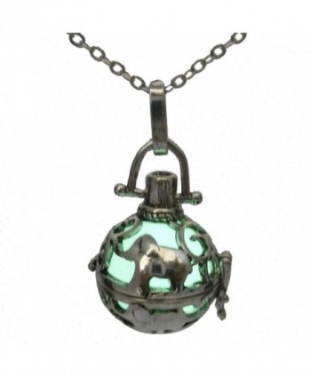 Glow in the Dark Vintage Silver Elephant Essential Oils Perfume Diffuser Necklace 24" - CC12ECG2FZH