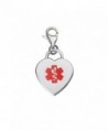 Divoti Custom Engraved Adorable Heart 316L Medical Alert Charm w/ Lobster Clasp-Red - CQ12G2TVY1X