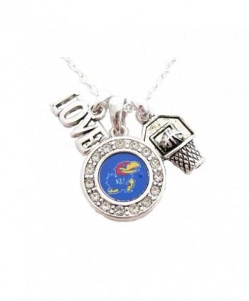 Kansas Jayhawks Multi Charm Love Basketball Blue Silver Necklace Jewelry KU - CC11IRRICJL