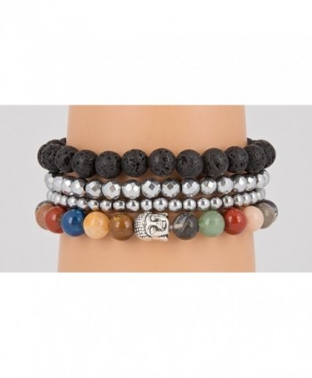 Buddha Bracelets Hematite SPUNKYsoul Collection in Women's Stretch Bracelets