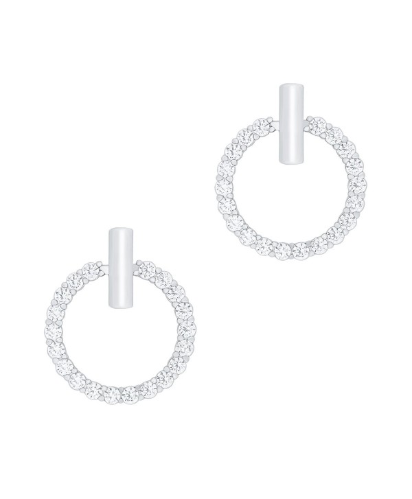 18k Gold Plated Cubic Zirconia Hoop Halo Stud Earrings - C1125XXZCWL