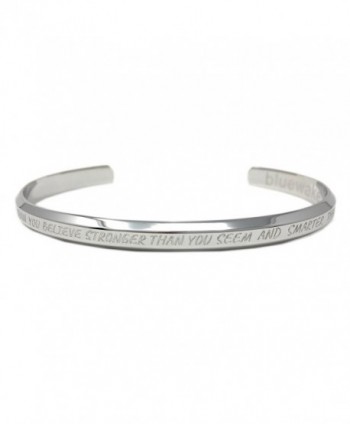 Bluewake & Co. Inspirational Jewelry Adjustable Cuff Band Bangle Mantra Bracelet- 316 L Stainless Steel - CL187U8C8UT