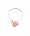 Lux Accessories Goldtone Breast Cancer Awareness Ribbon Charm Bangle Bracelet - CE12IEYE6ZP