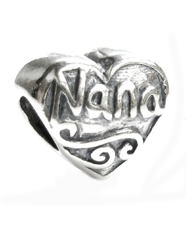 Sterling Silver Love Nana Great Grandma Heart Bead For European Charm Bracelets - CP117GE7V89