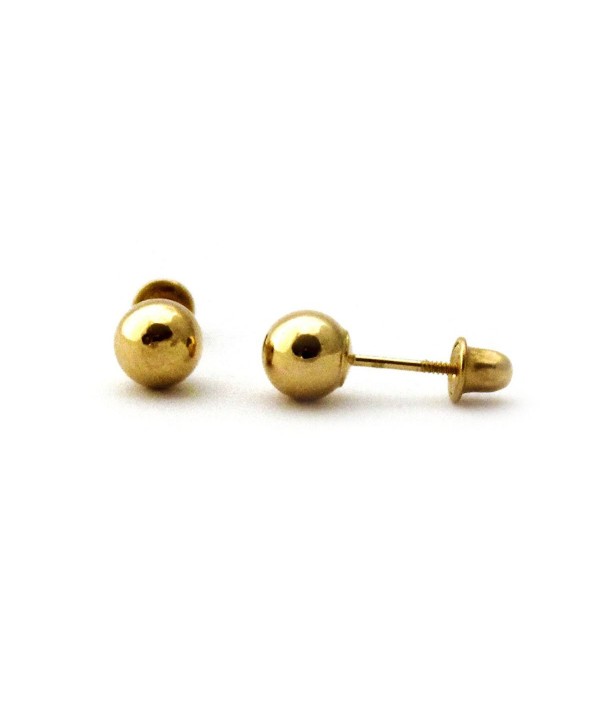 14k Yellow Gold 3mm Ball Stud Earrings with Child Safe Screwbacks - CC128CQJUGF