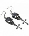 Szxc Jewelry Women's Crystal Skull Cross Dangle Earrings - grey - CC12NGHA8SJ