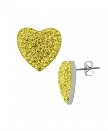 Yellow Canary 3.00 Carat Total Weight Crystal 925 Silver Stud Earrings Heart Shape Cubic Zirconia Stones - CA11LIZDQJF