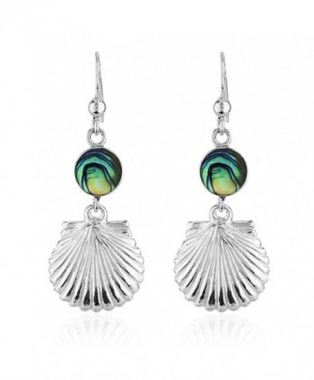 925 Sterling Silver and Shell Dangle Earrings - Abalone - C311V0DYLR1