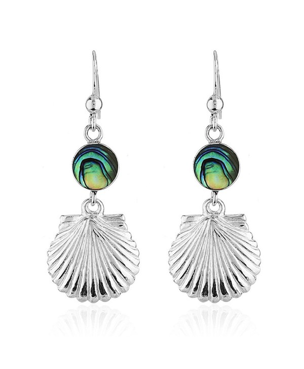 925 Sterling Silver and Shell Dangle Earrings - Abalone - C311V0DYLR1