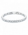 MYJS Tennis Rhodium Plated Classic Bracelet with Clear Swarovski Crystals - 17+2cm Extender - C21230N88XB