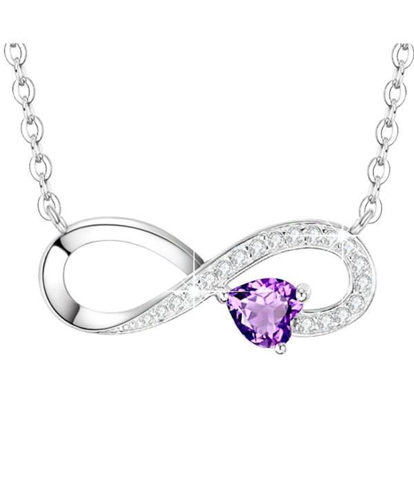 Infinity February Birthstone Anniversary Girlfriend - February Birthstone Infinity Love Heart Necklace - C5189A92N4M