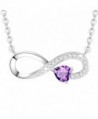 Infinity February Birthstone Anniversary Girlfriend - February Birthstone Infinity Love Heart Necklace - C5189A92N4M