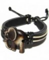 Elephant Bracelet - Elephant Leather Bracelet - Indian Elephant Bracelet - Good Luck Bracelet - Black-White - CE11HZDR4Q5