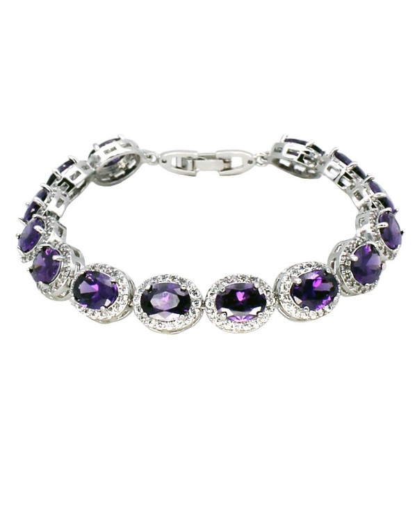 Oval Ladies Tennis Bracelet Garnet White Topaz Amethyst Citrine Peridot Pink Topaz 7 inch - CT12JKSK67V