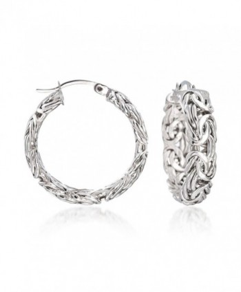 Ross-Simons .925 Sterling Silver Byzantine Hoop Earrings- 1 inch- Includes Presentation Box - CW17YTGN2TQ