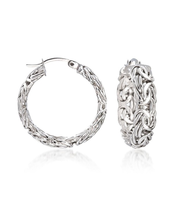 Ross-Simons .925 Sterling Silver Byzantine Hoop Earrings- 1 inch- Includes Presentation Box - CW17YTGN2TQ