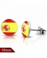 10mm | Stainless Steel Flag Of Spain Circle Stud Earrings (pair) - LEB291 - CD12O7BPNH0