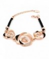 Kemstone Rose Gold Black Rope Flower Link Bracelet - rose gold 1 - CW12INK1O55