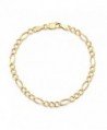 18k Gold Over Sterling Silver Figaro Chain Bracelet 7.5"- Made in Italy - CJ182ZSLRZR