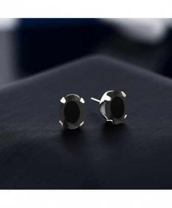 Black Gemstone 4 prong Earrings 8x6mm in Women's Stud Earrings