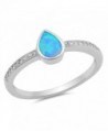 CHOOSE YOUR COLOR Sterling Silver Teardrop Ring - Blue Simulated Opal - CJ12JBXGELH