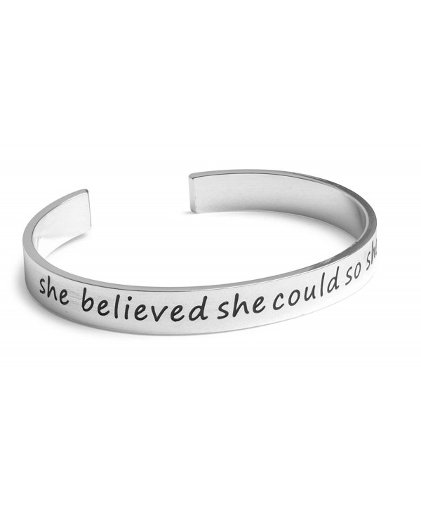 Inspirational Silver Cuff Bracelet Motivational - CS12E4SDJV7