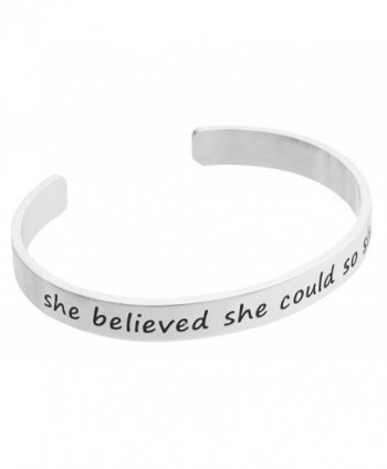 Inspirational Silver Cuff Bracelet Motivational