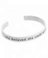 Inspirational Silver Cuff Bracelet Motivational