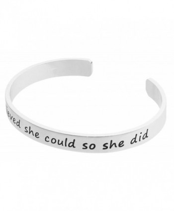 Inspirational Silver Cuff Bracelet Motivational in Women's Charms & Charm Bracelets